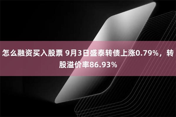 怎么融资买入股票 9月3日盛泰转债上涨0.79%，转股溢价率86.93%