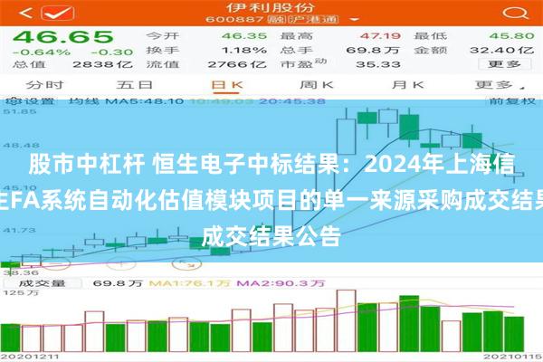 股市中杠杆 恒生电子中标结果：2024年上海信托恒生FA系统自动化估值模块项目的单一来源采购成交结果公告