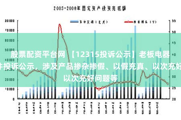 股票配资平台网 【12315投诉公示】老板电器新增2件投诉公示，涉及产品掺杂掺假、以假充真、以次充好问题等