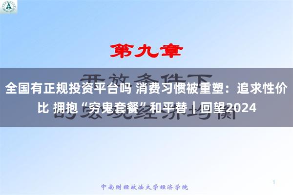 全国有正规投资平台吗 消费习惯被重塑：追求性价比 拥抱“穷鬼套餐”和平替｜回望2024